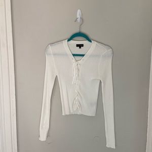 Fashion Nova Tie Front Knitted Ribbed Sweater